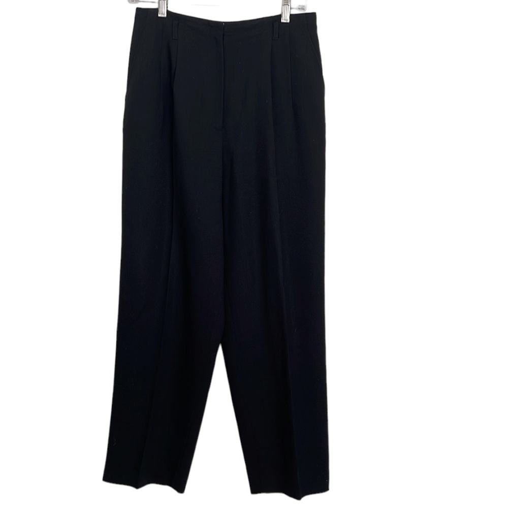 Vintage Talbots Front Pleated Black Italian Wool Trouser